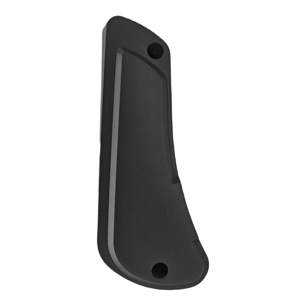 Black plastic matte finish handle with two circular holes for Fiat Ducato driver seat panel 60911360.