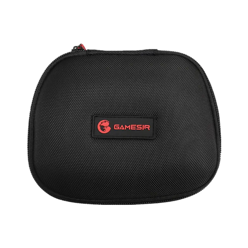 black textured fabric carrying case with red zipper and rectangular gamesir logo patch for gamesir g7 magnetic faceplate and accessories kit
