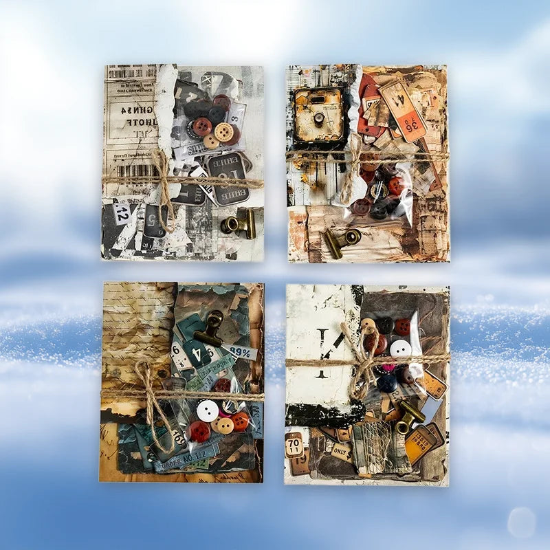 50Pieces School Supplies Notebooks Media Collage Pack Handmade Albums Writing Pads Vintage Junk Journal Materials Writing Pads