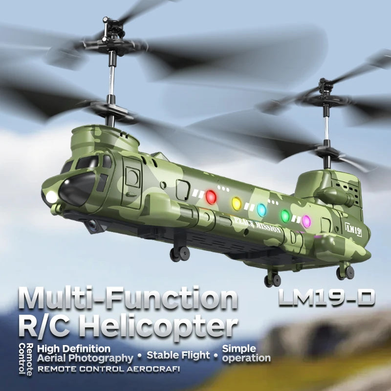 2025 LM19-D Chinook Helicopter 2.4g Remote Control Aircraft Hd Aerial Photography Of Children'S Military Toy Model Xmas Gift Toy