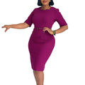 Office Dresses for Ladies 2026 Latest Summer Simple Elegant Half Sleeve Formal Church Dress Women Knee Length Pencil Peplum Dres