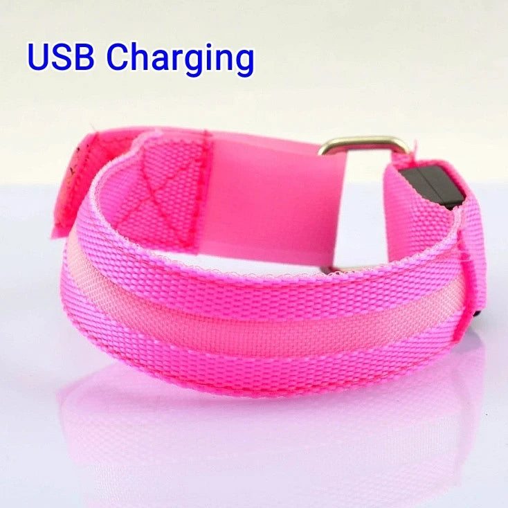 Outdoor Sports Armband LED Light Night Running Safety Belt USB Rechargeable Arm Leg Warning Wristband Cycling Bike Bicycle Light