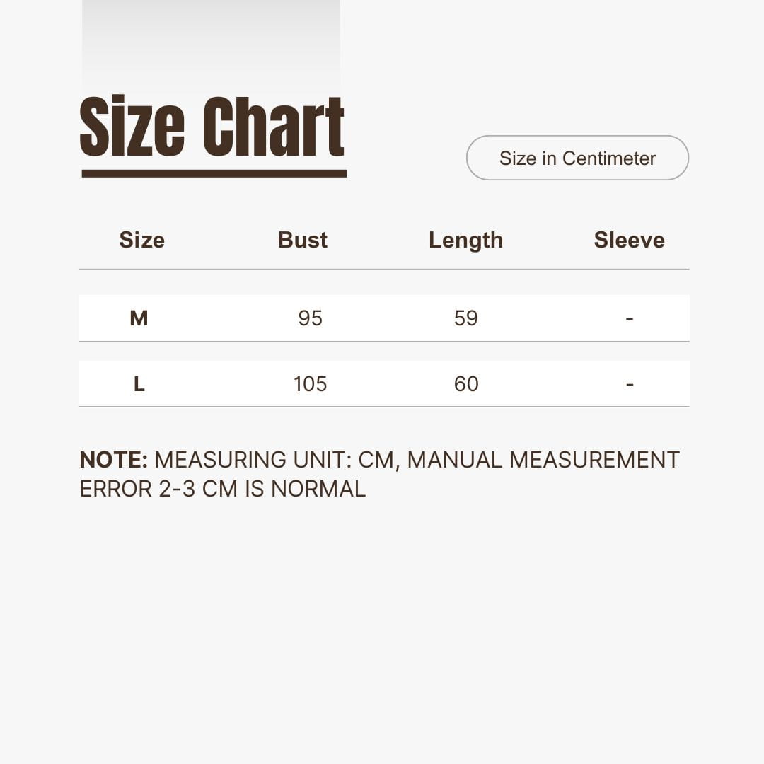 Size chart in centimeters for women wool knit vest crew neck casual sweater showing measurements for sizes m and l.