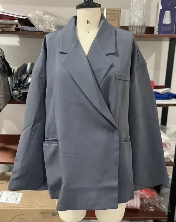 Fashion Women Blazers Coat Women Long Sleeve Lapel Side Button Suit 2026 Spring Lady New High Street Commute Outwear