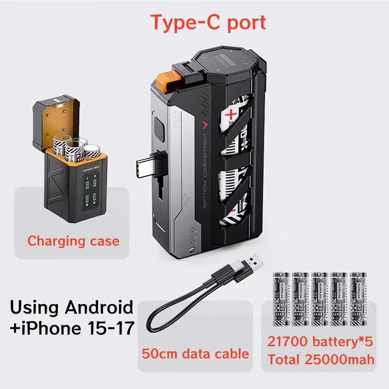 POWER BOX Capsule Disassemble Tactical Magazine Mobile Power Bank 20W Fast Charging Portable Replaceable Battery Pack 5000mAh