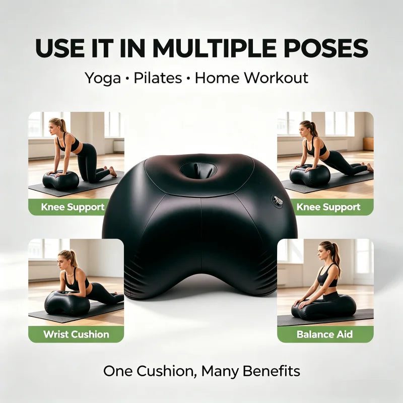 Dual Purpose Inflatable Pillow Multi‑Functional Inflatable Yoga Balance Ball Cushion for Home Gym Yoga Pilates Workout Training