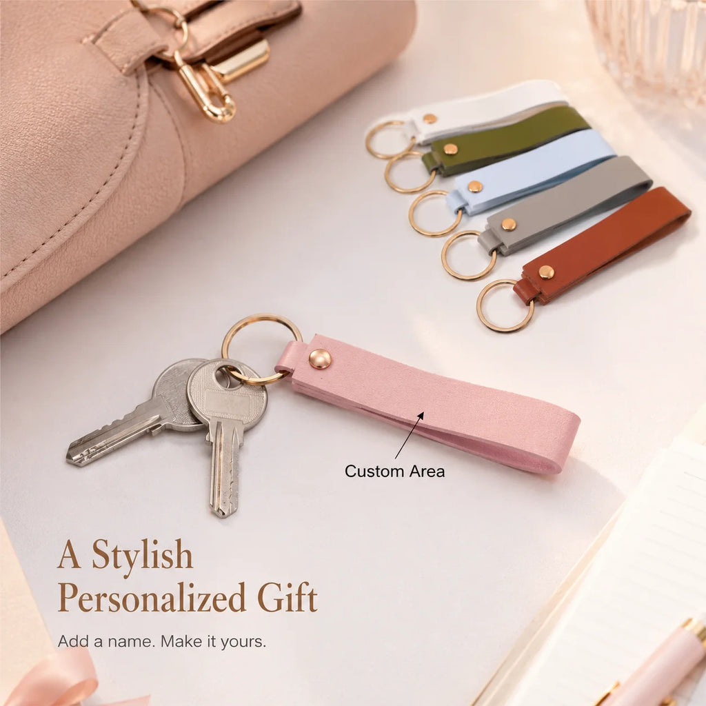Custom Name Keychain, Laser Engraved Personalized Pu Keychain, Diy Pendant For Women, Personalized Text Keychain