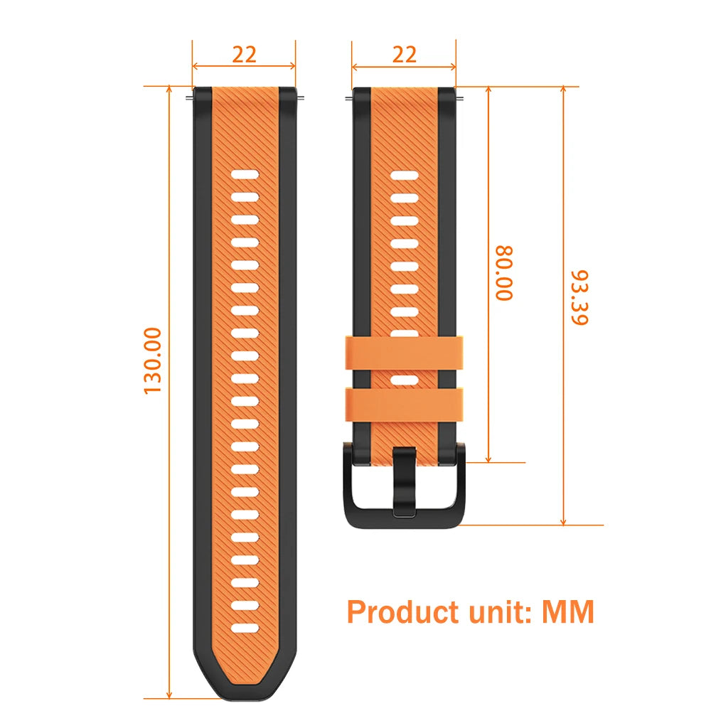 Sport Watch Straps 22mm For TicWatch Pro 3 Ultra LTE/GPS Smart Watches Band For huawei GT6 6Pro Women Man Soft Silicone Bracelet