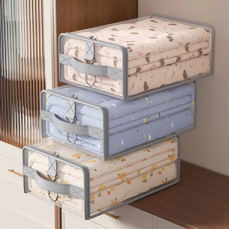 1pc Bedroom Bedding Storage Bag Bed Sheet Quilt Cover Storage Bags Hanging Wardrobe Organizer Clothes Storage Bags PVC