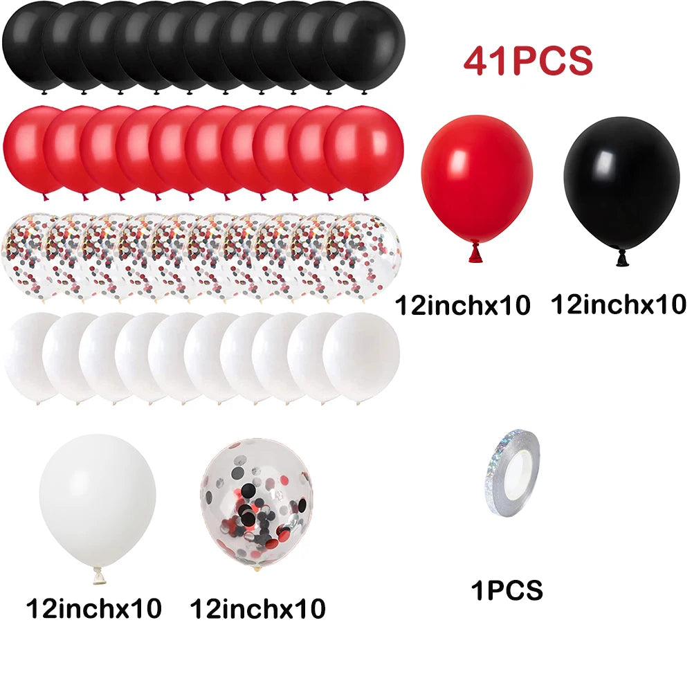 Red Black White Balloon Set Casino Party Decor Ballon Racing First Birthday Graduation Baby Shower Helium Globos Home Decoration