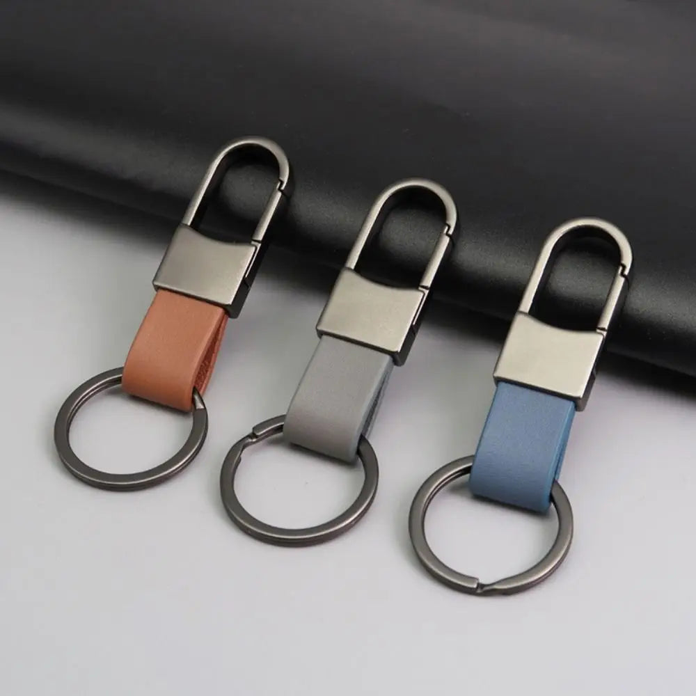 Alloy Leather Fur Keychain Anti-Lost Durable Leather Waist Hanging Key Chain Multifunctional Carabiner Holder