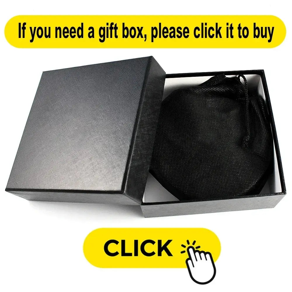 black textured gift box containing a black mesh drawstring pouch for a genuine leather men reversible belt