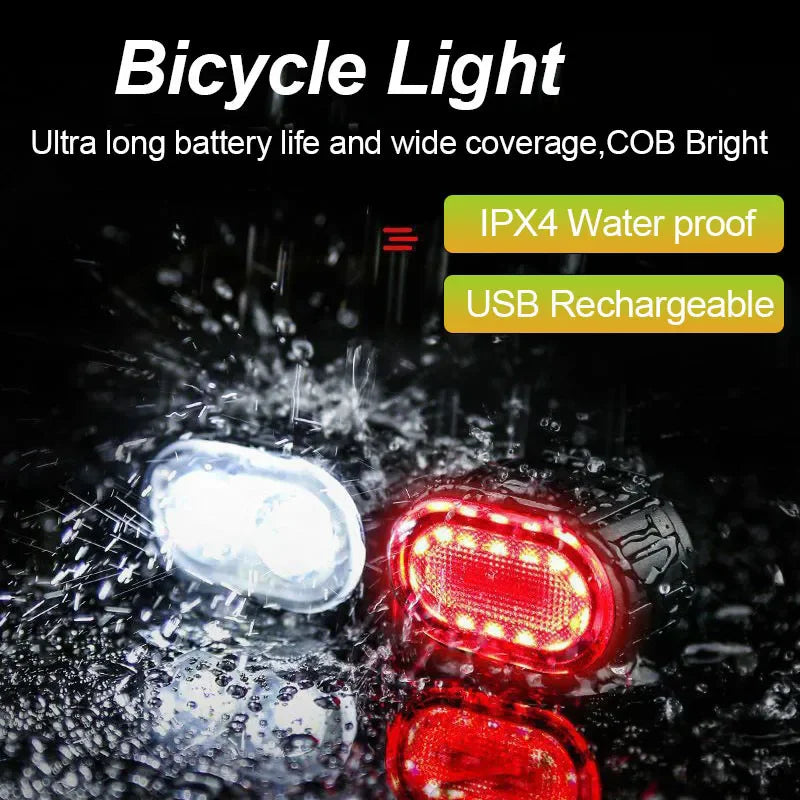 Cycling Bicycle Front Rear Light Set Bike USB Charge Headlight Light MTB Waterproof Taillight LED Lantern Bicycle Accessories