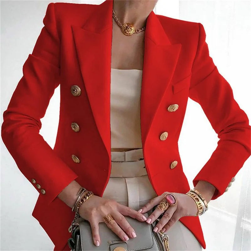 Women's European American Fashion Blazer Spring Autumn Elegant Temperament Ladies Suit Coat Professional Lady Short Outerwear