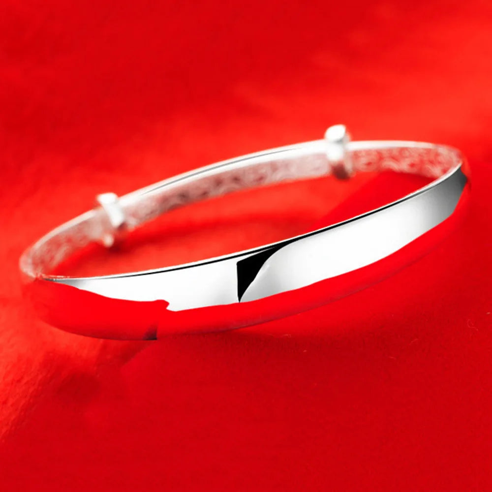 Hot Sale Fashion 925 Sterling Silver Round Bracelet Bangles Trendy Simple Big Bangle for Women Jewelry Gift
