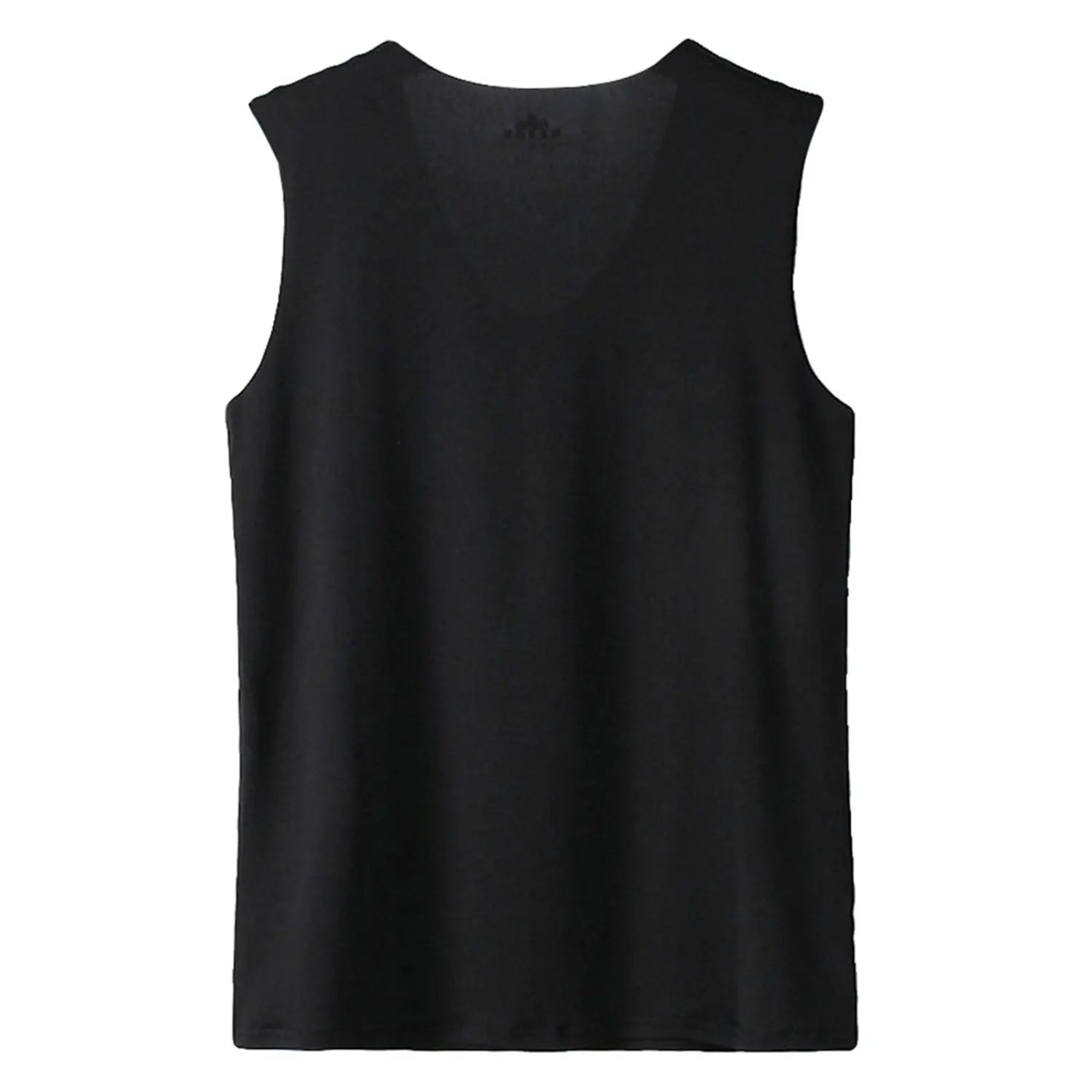 Black men ice silk sleeveless tank top featuring a smooth lightweight fabric and a simple round neckline.