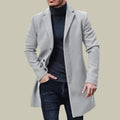Men's Woolen Coat New Solid-Color Warm Woolen Overcoat Mid-Length Windbreaker Comes Multiple Colors Coat Men's Clothing