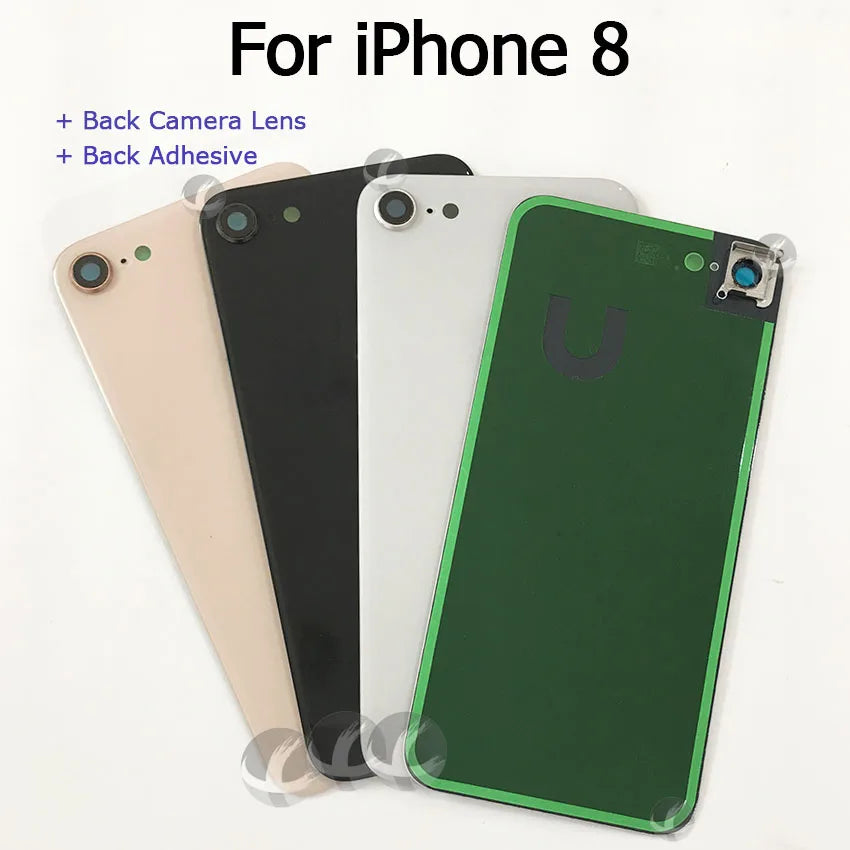 Back Glass Housing + Camera Lens Frame For iPhone 8 8P SE2 SE3 Plus Rear Battery Cover With Backside Sticker