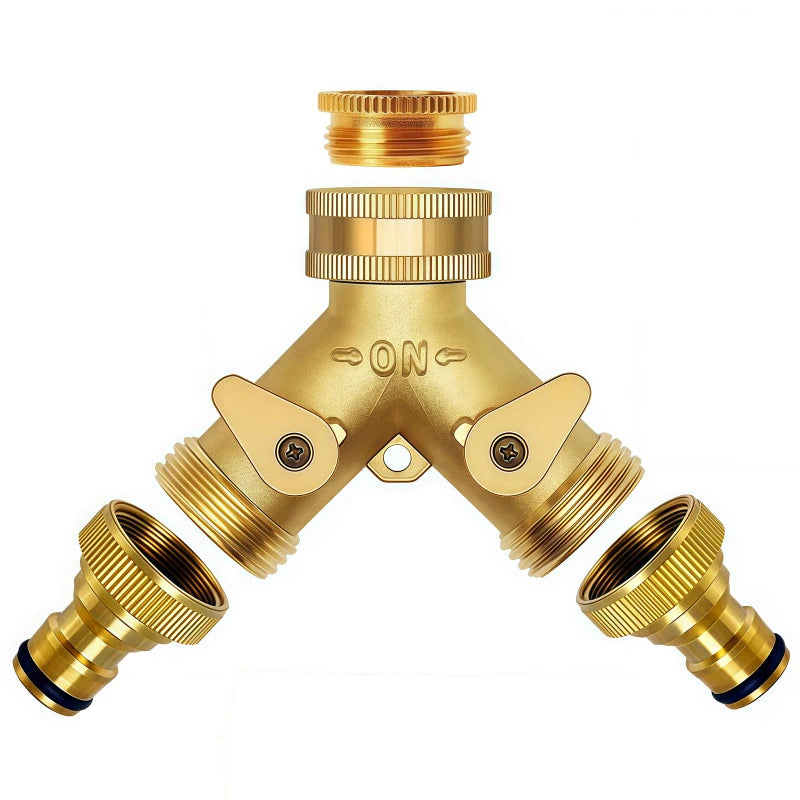 Garden Watering Tools - Double-Pass Nipple Ball Valves Y-Type Hose Connectors Three-Way Splitter Distributors for Lawn Sprinkler