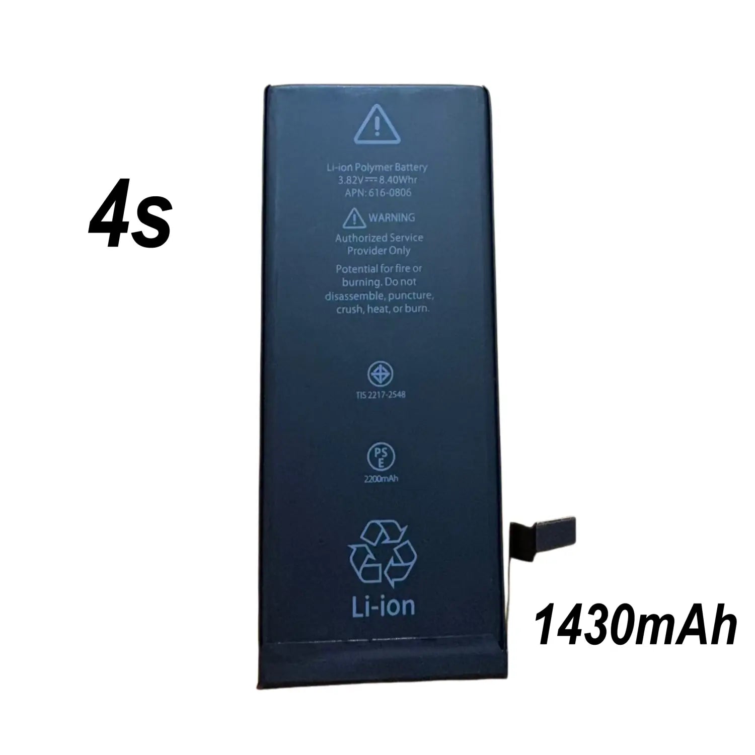 Dunkelblaue rechteckige Lithium-Ionen-Polymer-Ersatzakkus für Telefon für iPhone 4s mit einer Kapazität von 1430 mAh bieten eine lange Nutzungsdauer.