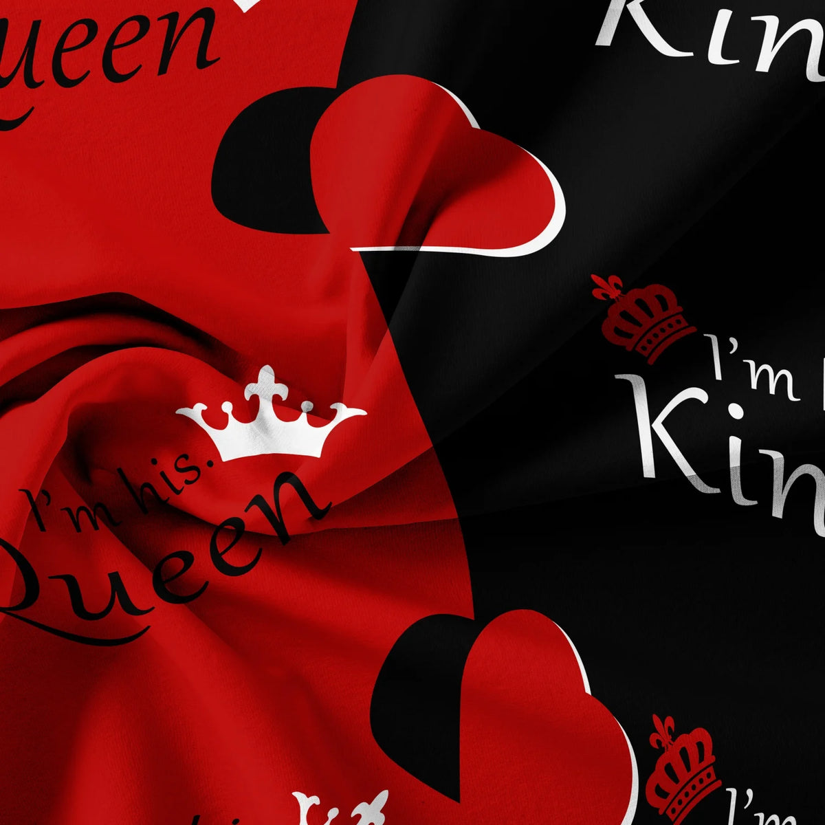 3pcs Red Black Duvet Cover Bedding Set With Queen & King Crown Featuring English Letters Design Print Perfect For Bedroom Hotel