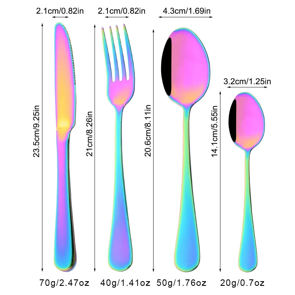 16Pcs Tableware Dinnerware Set Golden Cutlery Set Stainless Steel Fork Knife Teaspoon Dinner Silverware Kitchen Flatware Set