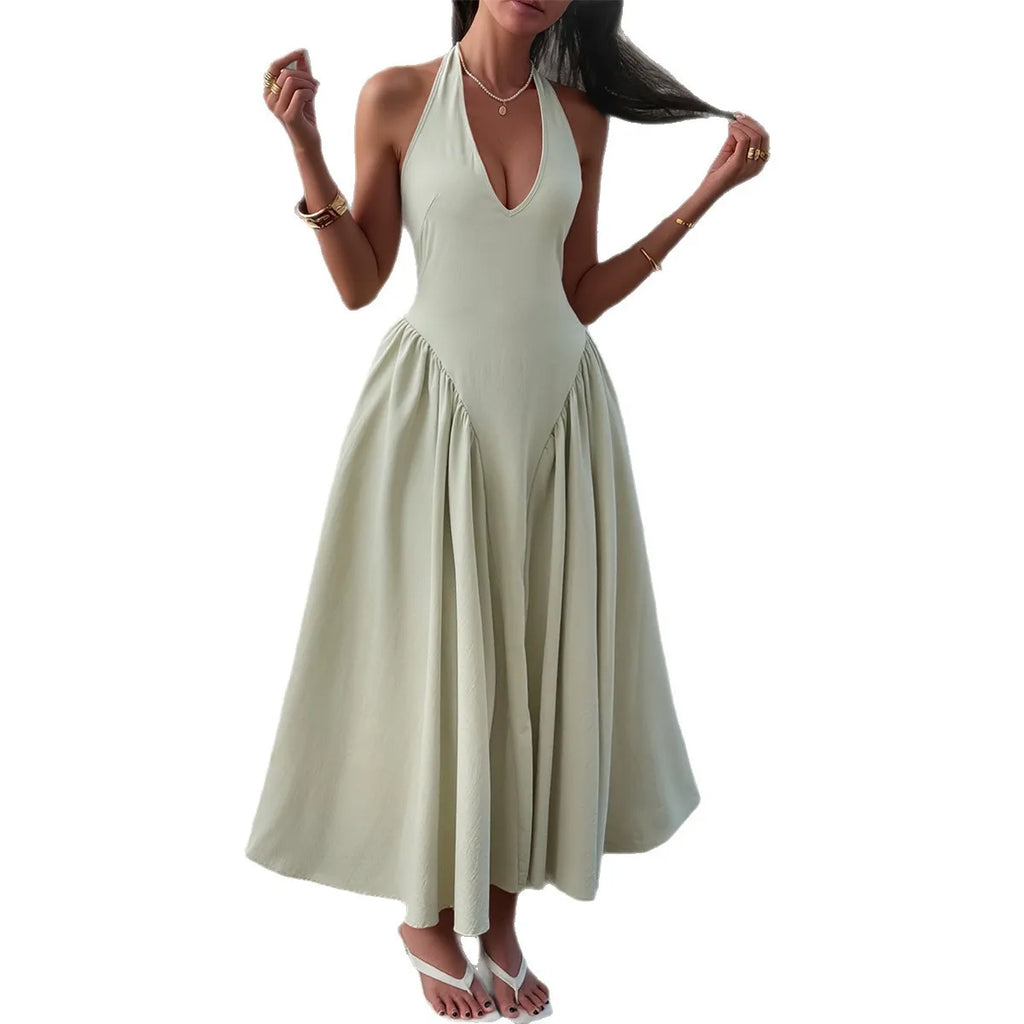 2025 Autumn Winter Evening Dress Halter Elegant Long Dress Women's Clothing