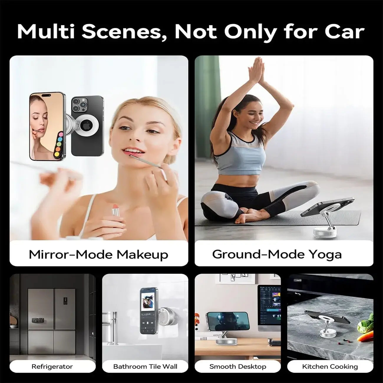 Support de téléphone pour voiture magnétique circulaire élégant à finition métallique, conçu pour les surfaces lisses, présenté sous un angle avant.
