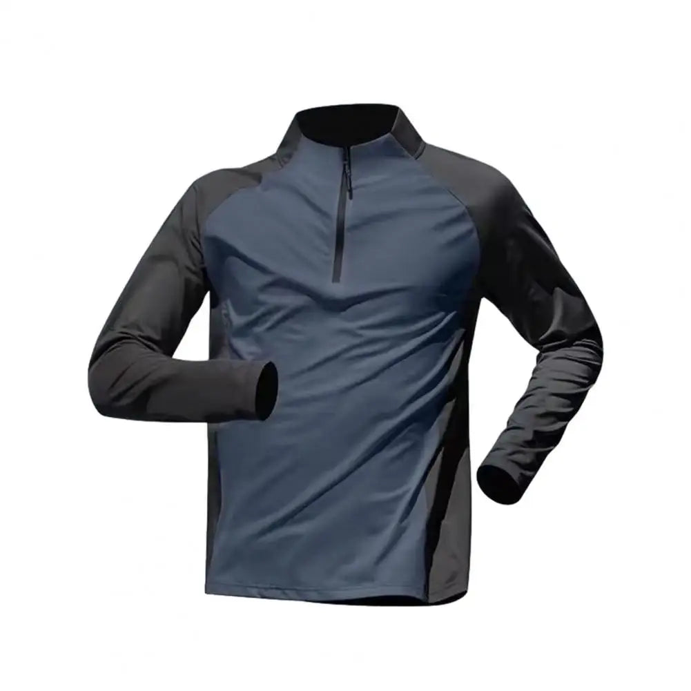 Quick Dry Breathable Men Active Tops Half-zip Long Sleeve UV Sun Protection Casual Summer Shirts for Gym Workout