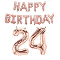 15pcs Rose Gold Happy Birthday Number Foil Balloon Kids Adult Party Simple Decorations Boy Girl 10 18 25 30 40 50 60 70 Year Old