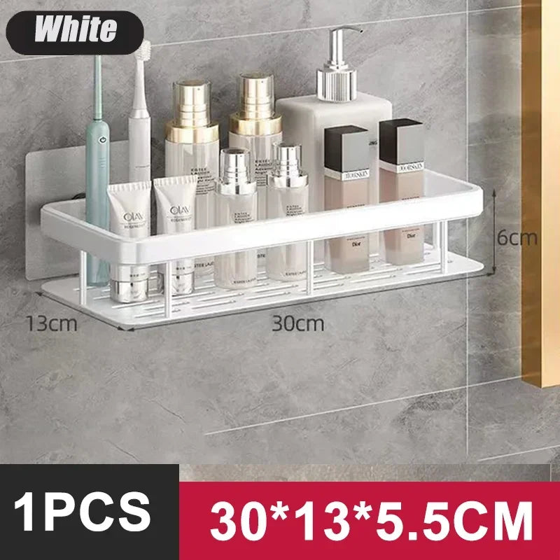 Bathroom Shelf Kitchen Storage Organizer Aluminum Alloy Shampoo Rack Shower Shelf Bathroom Accessories No Drill Shelf