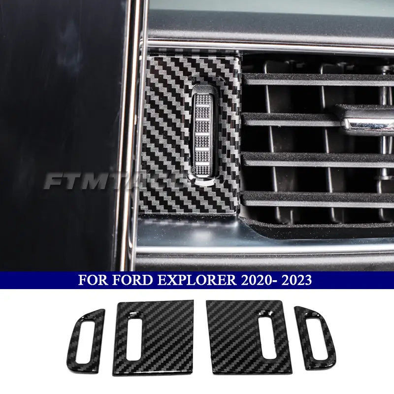 Black carbon fiber textured air vent cover trim for Ford Explorer 2020-2023 from the carbon fiber interior trim kit.