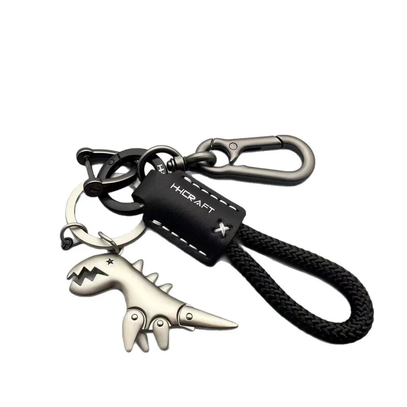 Cute Cartoon Dinosaur Keychain, Exquisite Leather Rope Key Ring for Women, Car Keychain & Bag Pendant Gift