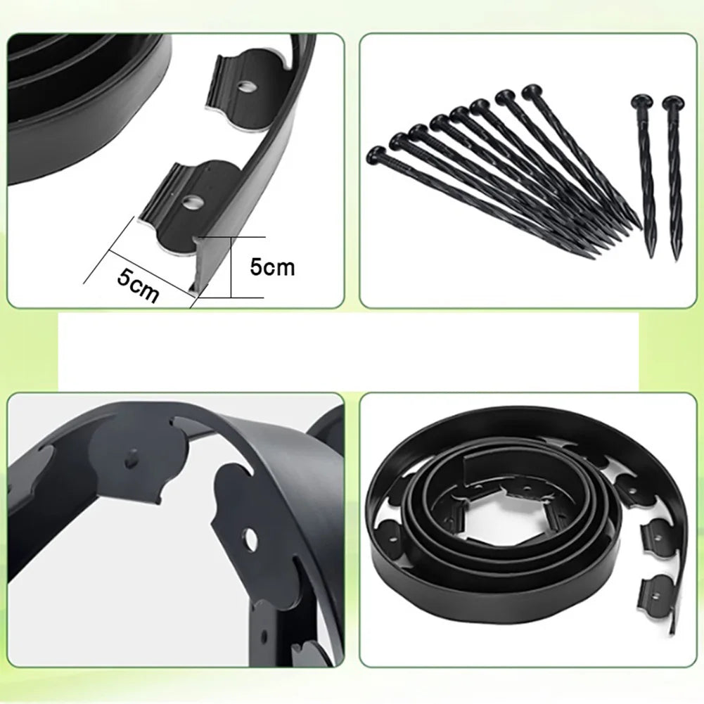 10M Landscape Edging Kit Fixed Garden Barrier Lawn Grass Plastic Edging Border Edging Garden Edging Coil for Lawn Yard Pathway