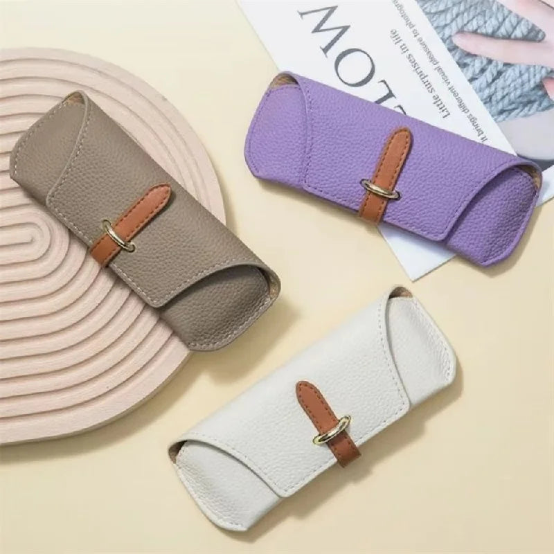 Leather Reading Glasses Bags Woman Men Portable Protective Travel Sunglasses Case Fashion Eyewear Protector