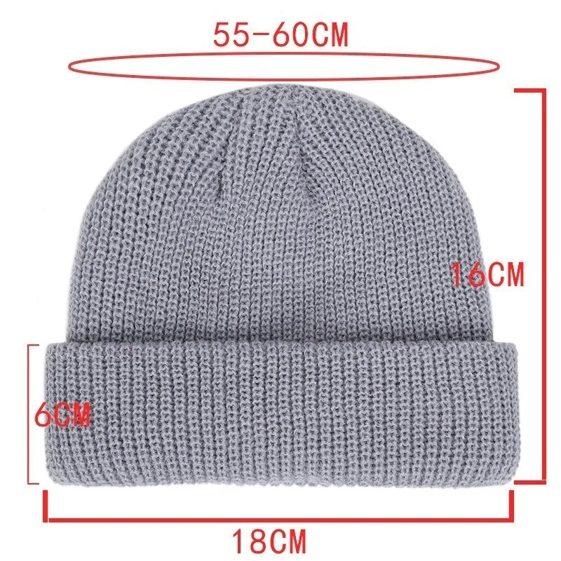 Knitted Hat for Men & Women Caps Wool Fashion Simple Warm Trend Beanies Solid Autumn Winter Beanie Cap Trendy Style