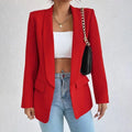 Blazer Women Clothing Casual Cardigan Autumn Winter Overcoat Solid Large Topcoat Lapel Jacket Grace Fashion Outer Wear