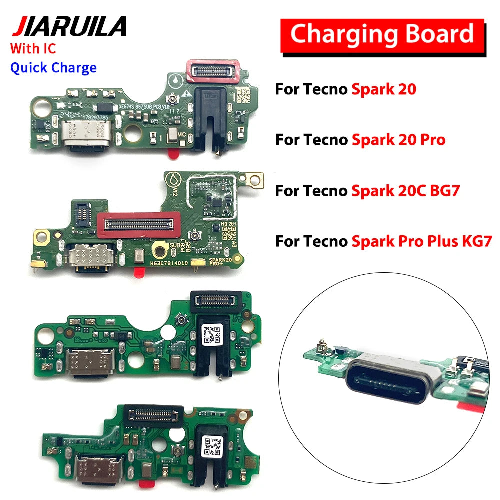 New For Tecno Spark 20 Pro 20C BG7 Spark Pro Plus KG7 USB Charging Port Dock Charger Plug Connector Board Flex Cable