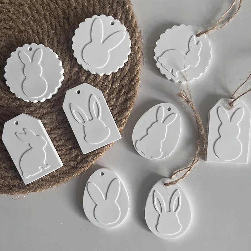 Easter Bunny Pendant Silicone Mold, DIY Epoxy Resin Plaster Concrete Drip Glue Mold, Easter Decoration Egg Bunny Making Mold