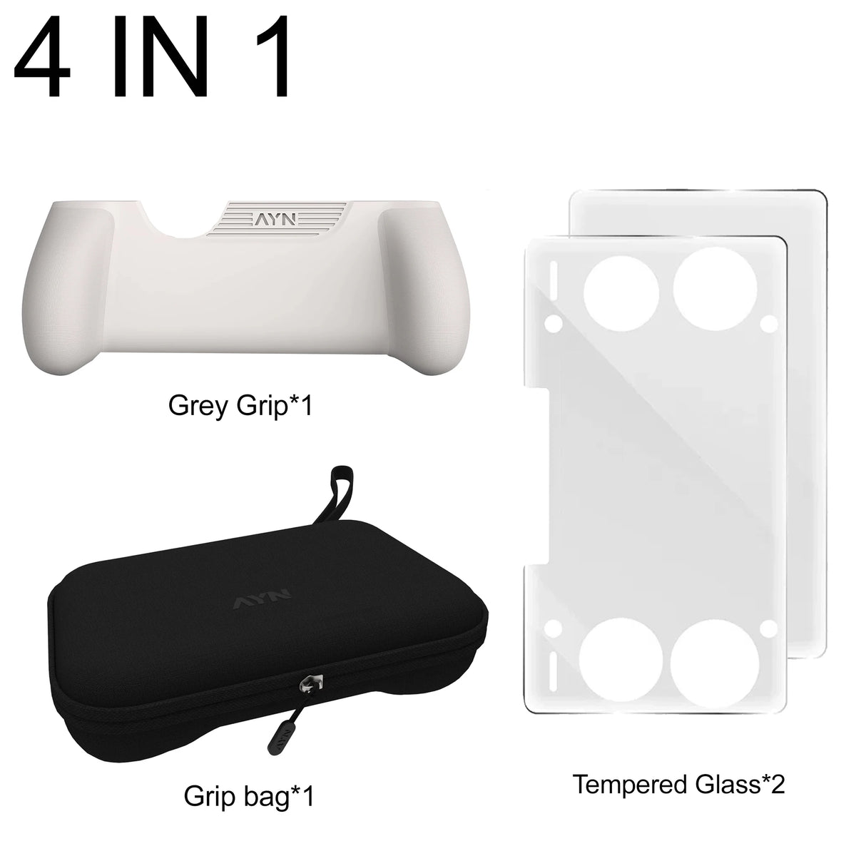 4-in-1 Accessories for AYN THOR Handheld: Tempered Glass Screen Protector, Storage Bag, Protective Shell & More Combo Packs