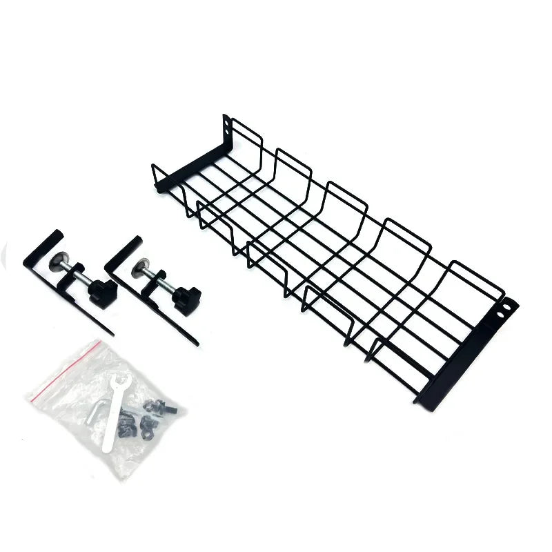 40cmCable Management Box Under Desk Cable Organizer Storage Shelf Desk Wire Management Cable Tray Under Desk No Drill Metal Rack