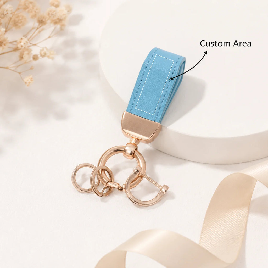 Custom Name Keychain Personalized Laser Engraved Double Rings Key Holder for Pendant Anti-lost Customized Name Key Chain
