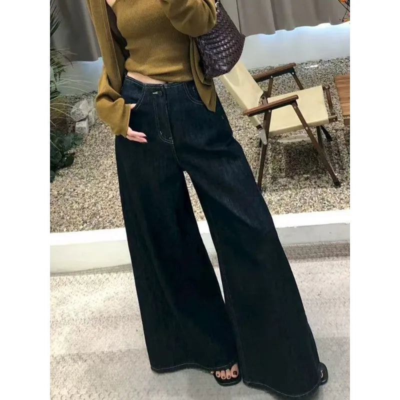 Wide Leg Jeans Women's 2026 Spring High Waist American Spice Girls Loose Straight Wide Leg Pants