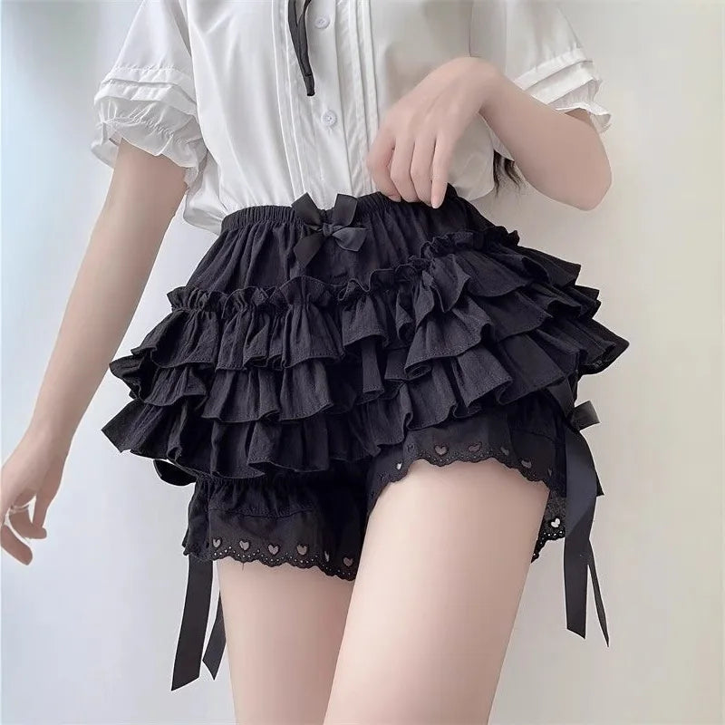 Summer Women Shorts Sport Beach Short Fashion Bandage Ruffles Lace Bow Trouser Looose Casual Shorts Skirt Skirts