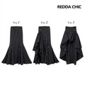 REDDACHiC Pinstripe Tank Top Skirt Women Matching Set Retro Mock Neck Sleeveless Blouse Hi-Lo Skirt Goth Music Festival Outfits