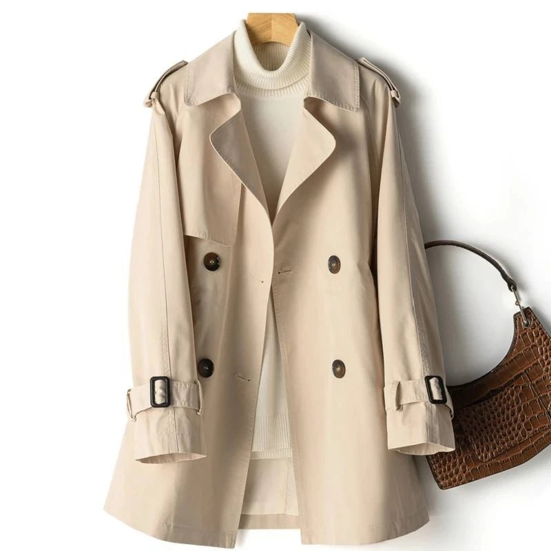 Pink Trench Coat Women New Double Breasted Mid-Long Woman Trench Coat Lining Overcoat Spring Windbreaker Female Outerwear Autumn