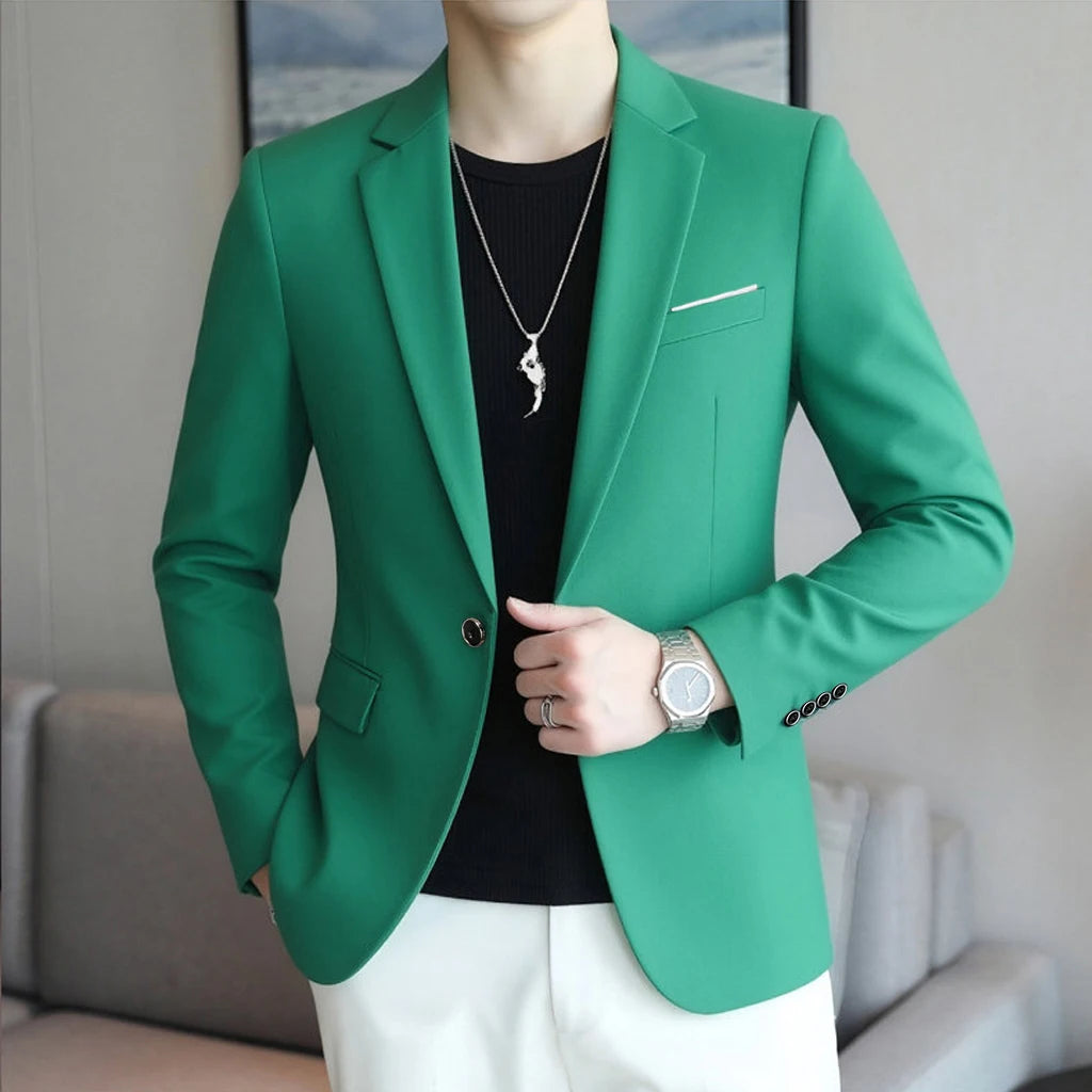 Men's Slim Fit Blazer 18 Colors Casual Business Suit Jacket One Button Notched Lapel Formal Dress Blazer for Wedding Party W