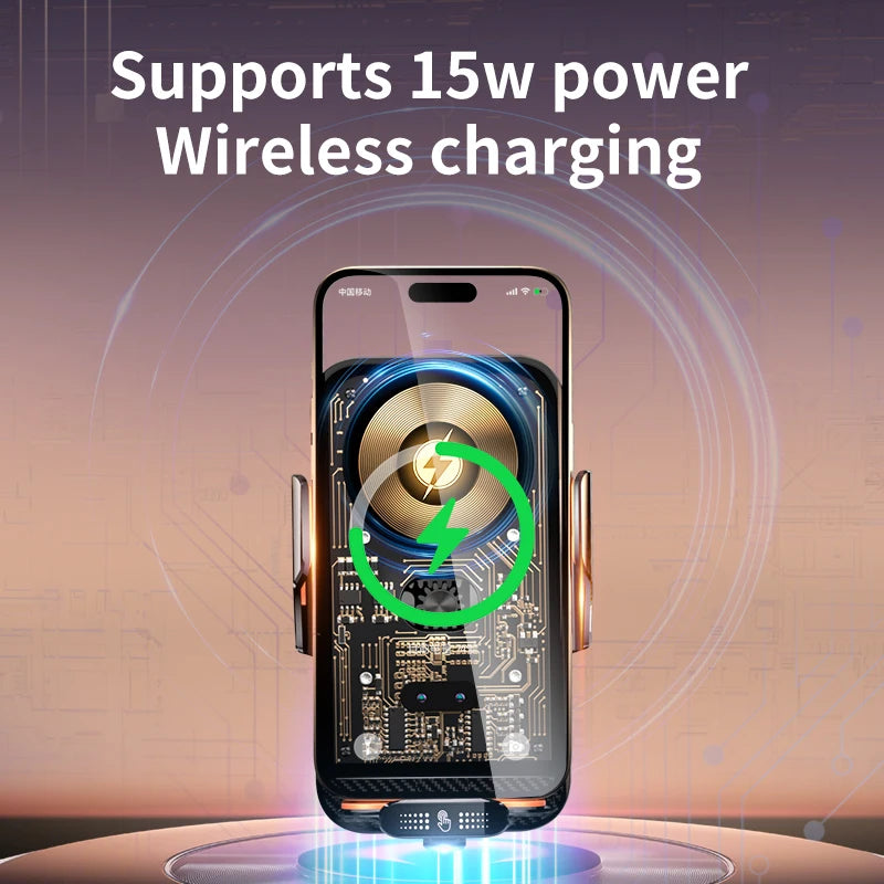 Car Phone Holder Wireless Charger Mobile Phone Holder Intelligent Infrared Air Vent Clip Mount Car Charger Universal Automotive
