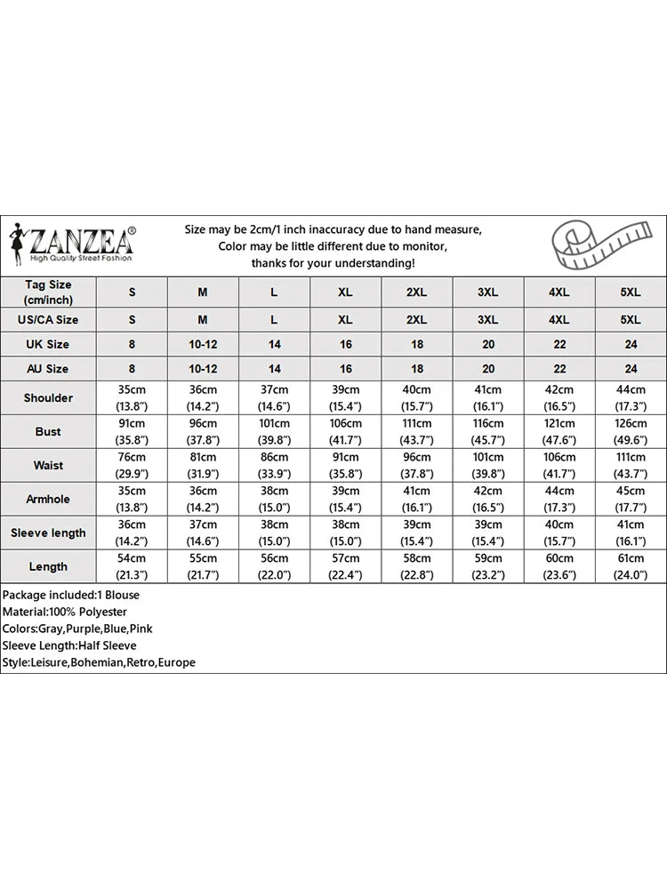 ZANZEA Women Blouses Trend 2025 Elegant Flowers Shirts Summer Half Sleeve Button Blusas Solid Slim Fit Tops Female Tunic Mujer