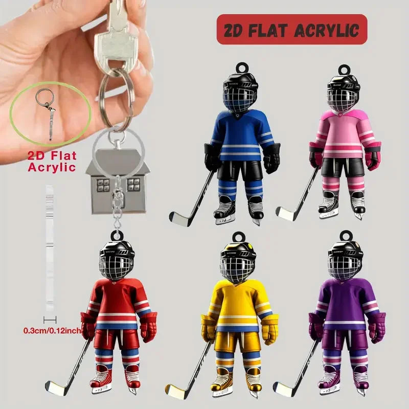 1/5 Hockey Player Keychains - Perfect for Backpacks, Car Decorations - Ideal Gift for Hockey Enthusiasts and Young People